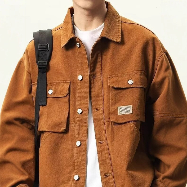 American Style Workwear Designer Coat Men's Jacket Loose Fit Autumn Trendy Brand Cool Versatile Top Simple Fashionable Coat