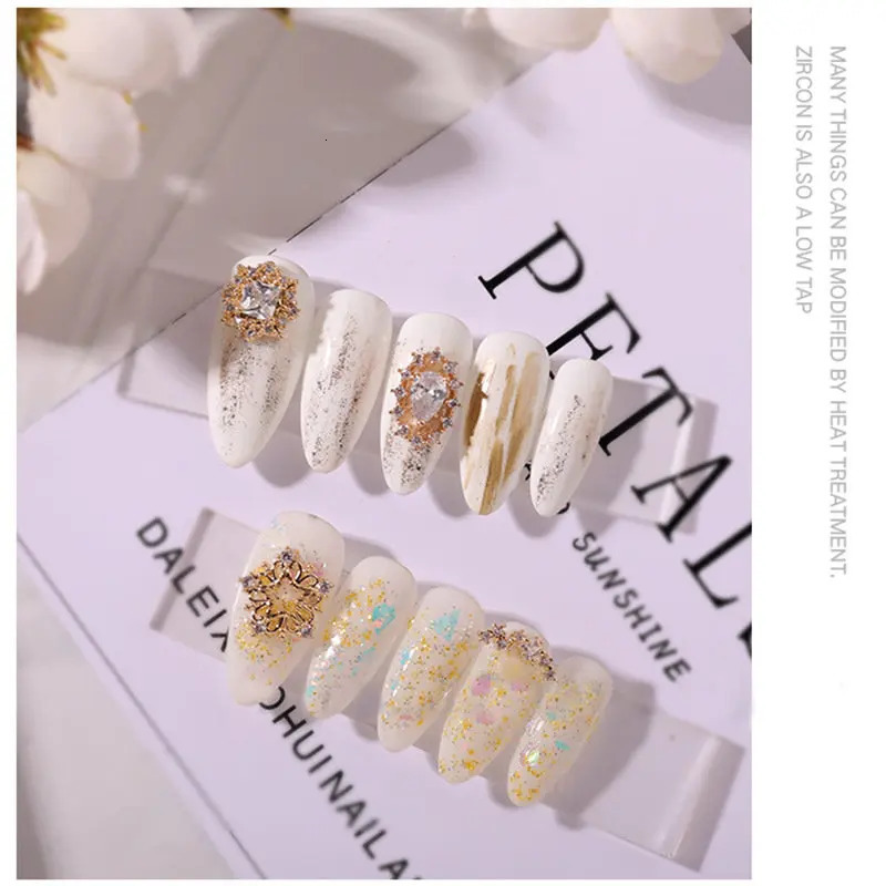 10pcs Hollow Love Flower Zircon Crystals Rhinestones Pearl Nail Art Jewelry Decorations Nails Accessories Charms Supplies 251027