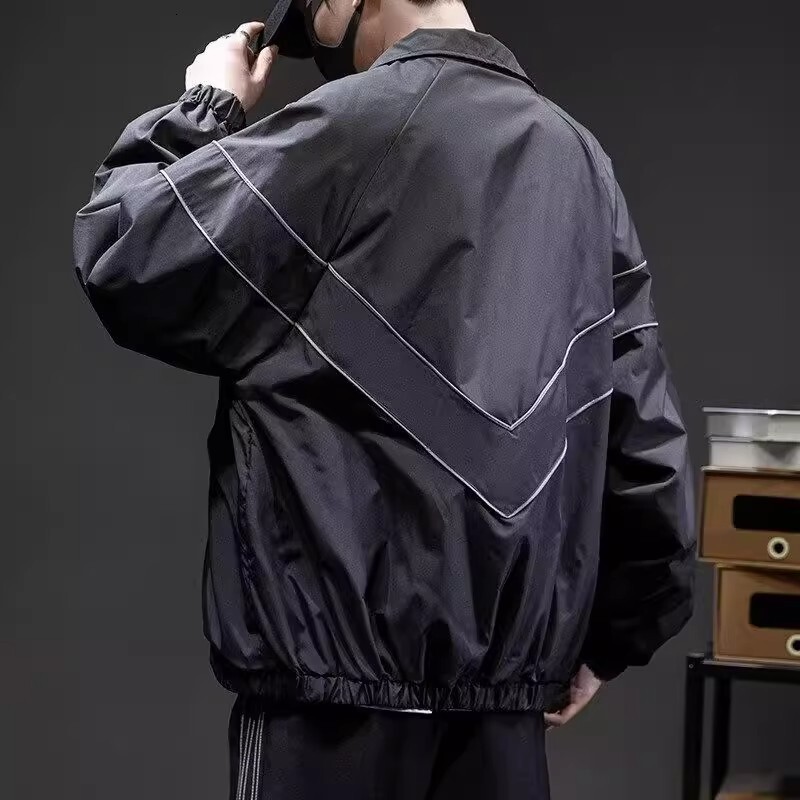 Trendy Brand Solid Color Reflective Sports Jacket Designer Coat Autumn Winter New Loose Fit Unisex Windbreaker Versatile Casual Couple Jacket