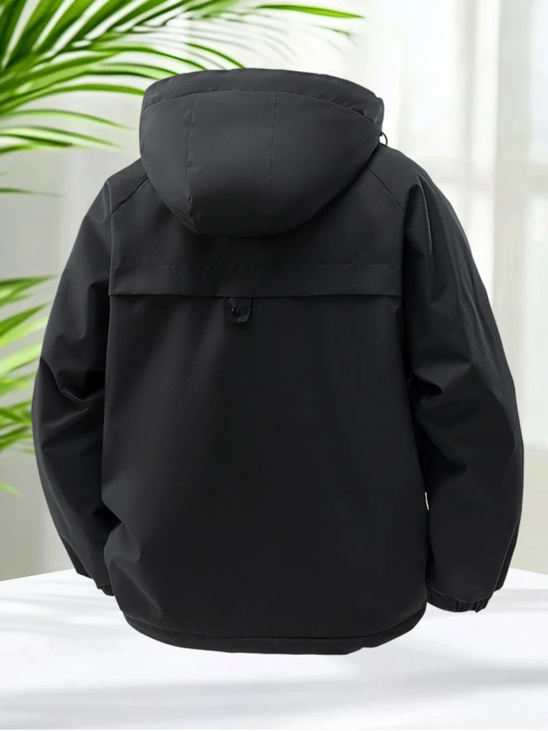 Faux Fur Lined Jacket for Men Autumn Winter Waterproof Windbreaker Jacket Fleece Liner Hooded Zip Up Jackets Men Clothing 251028