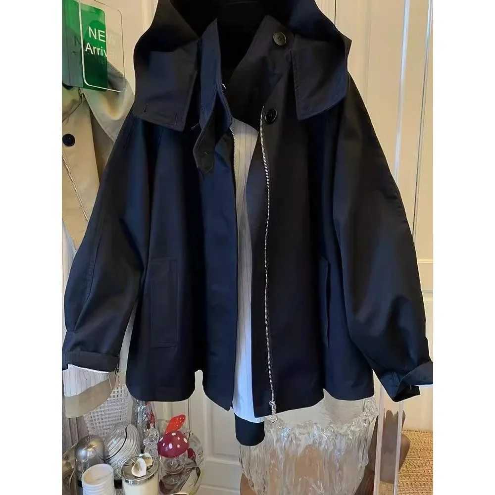 Loose Womens Workwear Jacket New Arrival Casual Long Coat Spring Autumn Small Size Trendy Windbreaker High Waist AE Origin H25103016