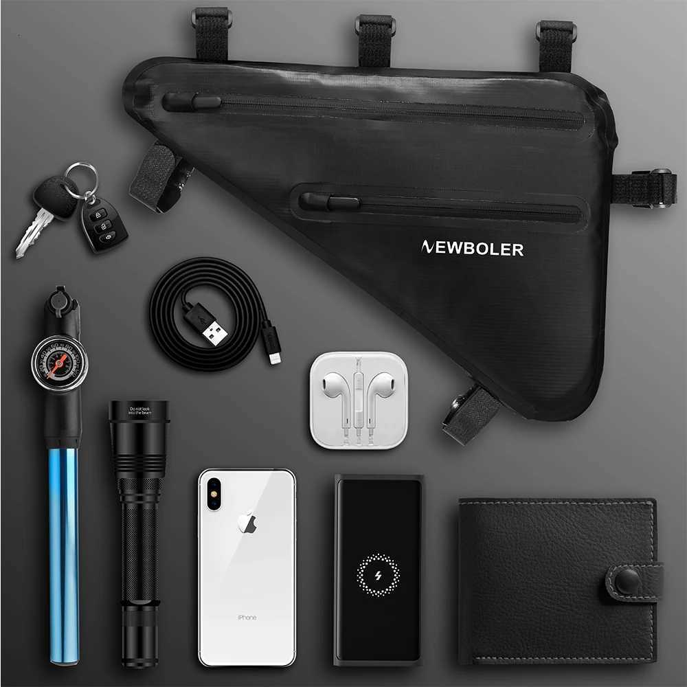 NEWBOLER Bike Bicycle Bag Front Tube Frame Handlebar Waterproof Cycling Bags Triangle Pouch Frame Holder Bicycle Accessories H251029