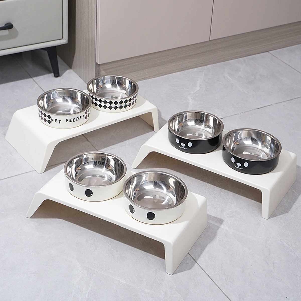 Elevated Pet Dog Feeder Bowls Raised Stand with Double Stainless Steel Food Water Bowls For Small Medium Large Dogs Cats J251113