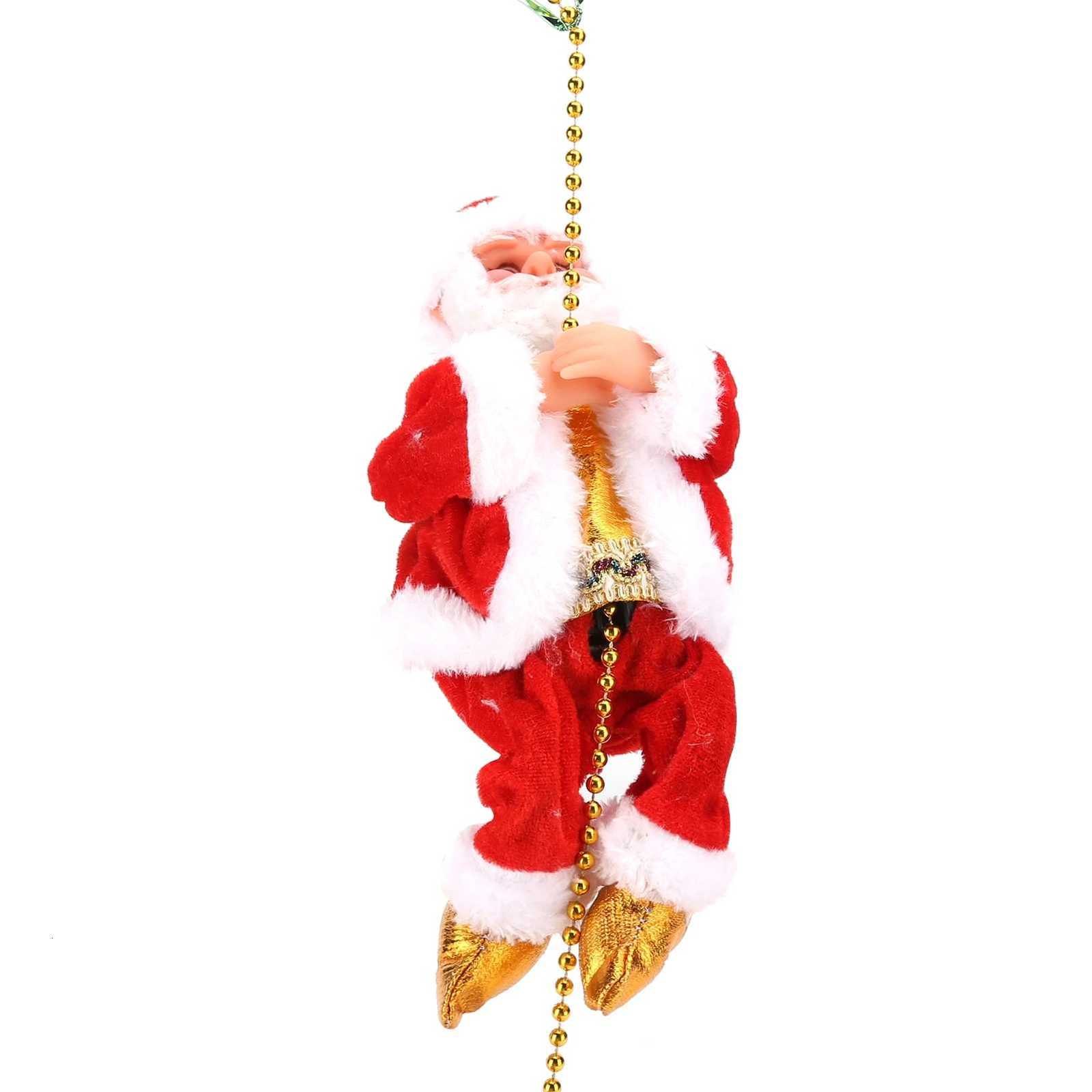 Christmas Doll Decoration Santa Claus Doll Electric Climbing Santa Claus On Beads Chain Moving Figure Hanging Xmas Ornament Toys C251030