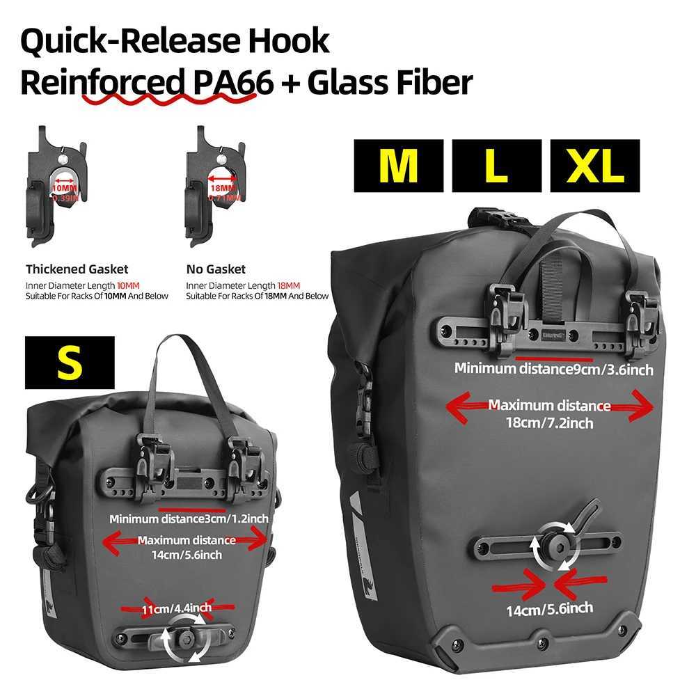 Rhinowalk Bike Pannier Side Bag Quick Release 6122025L Waterproof Cycling Back Rack Side Bag Long Distance Tour Luggage Bag H251029