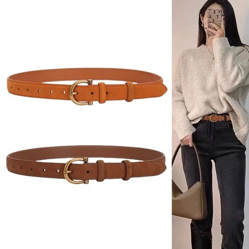 Women Suede Leather Belt Casual Versatile Business Waist Strap Trendy Trouser Dress Belts Gifts 251024CJ