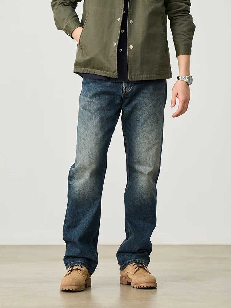 SIMWOOD 2025 Autumn New Loose Relax 135oz 100 Cotton Fabric Washed Vintage Jeans Men High Quality Denim Trousers J251030