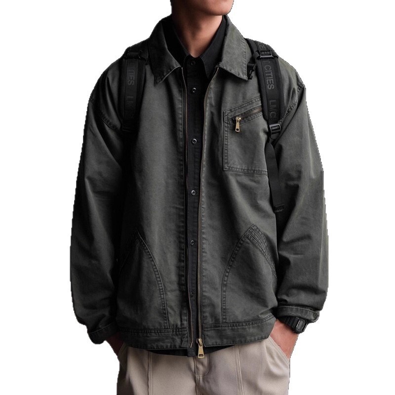 Workwear Pilot Men's High Street Jacket Spring And Autumn New American Style Loose Casual Designer Coat Turn-down Collar Versatile Jacket