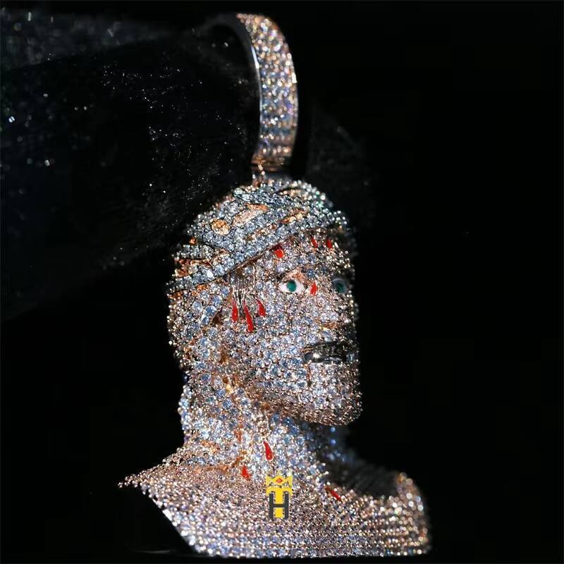 Hip Hop Ice Cz Bling Diamond Jesus Head Pendant Necklace Religious Faith Jewelry Vintage Jesus Christ Pendant