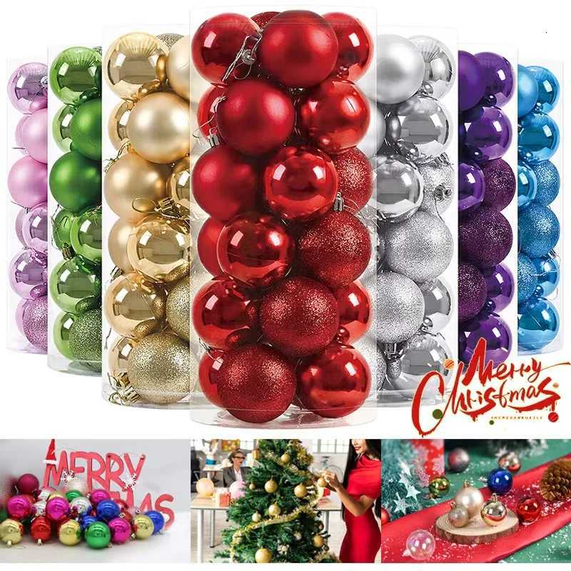 24Pcs 3468CM Christmas Balls Hanging Christmas Tree Pendant Ornaments for Party Decor New Year Navidad Gifts 2026 Accessories C251030