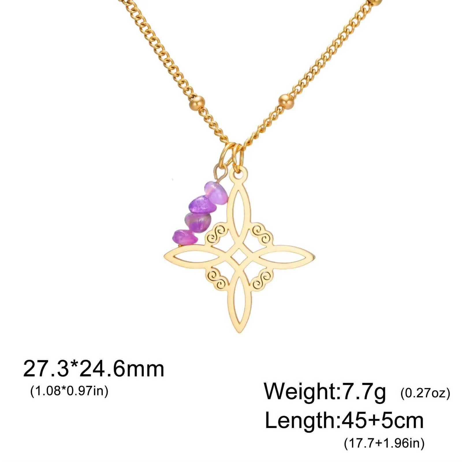 Teamer Purple Crystal Witch Knot Pendant Necklace For Women Amulet Protection Stainless Steel Vintage Jewelry Gift 2025 NewXJ251030