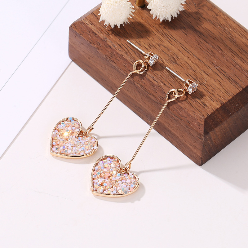 Korean Fresh Heart Tassel Sweet Internet Celebrity Style Colorful Earrings Fashion Versatile Trendy Accessories