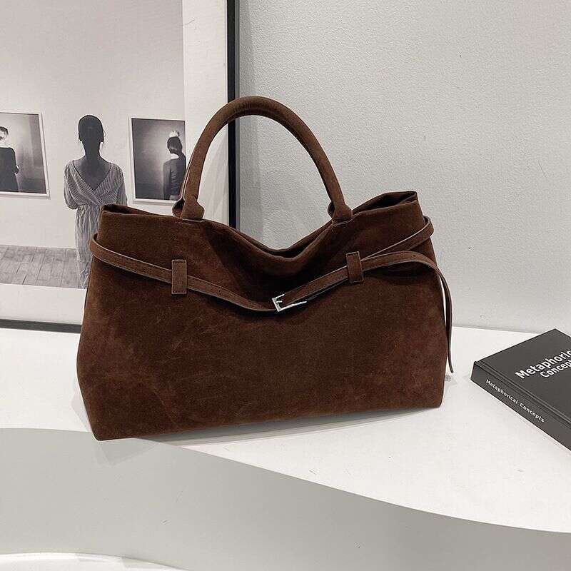 Large Capacity Suede Frosted Handbag With Row Tote Design, Elegant And High-End Shoulder Bag