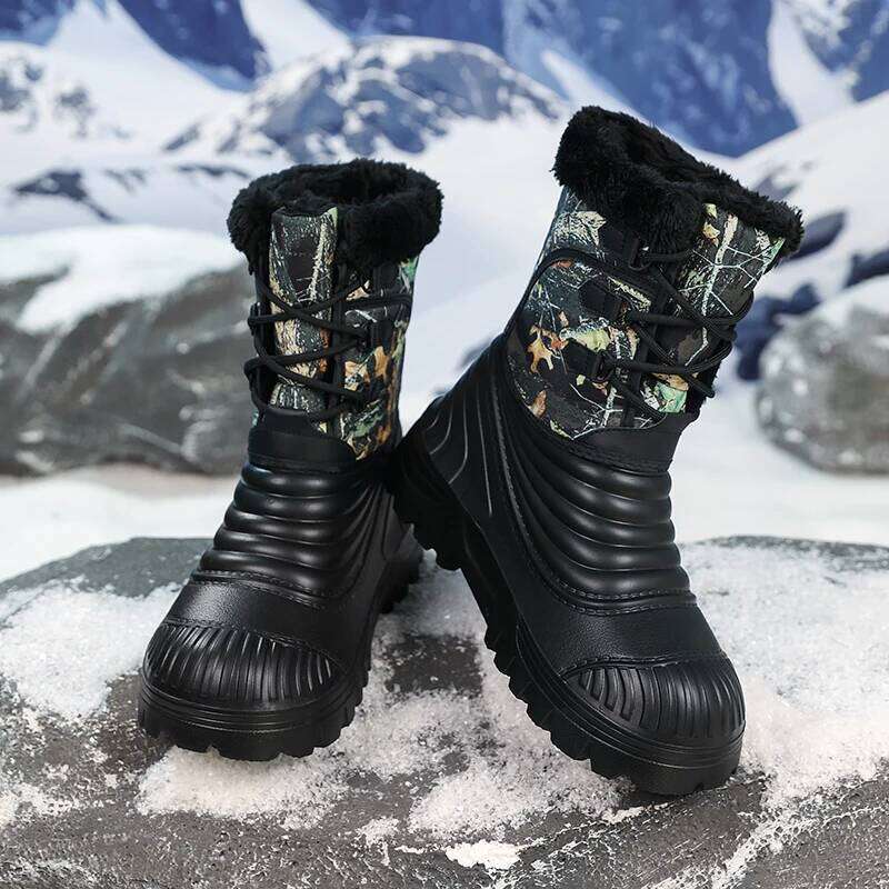 NEW Winter Mid-Calf Duck For Men Warm Snow Boots Waterproof Hunting Boot Mens Camouflage Outdoor Motorcycle Boots