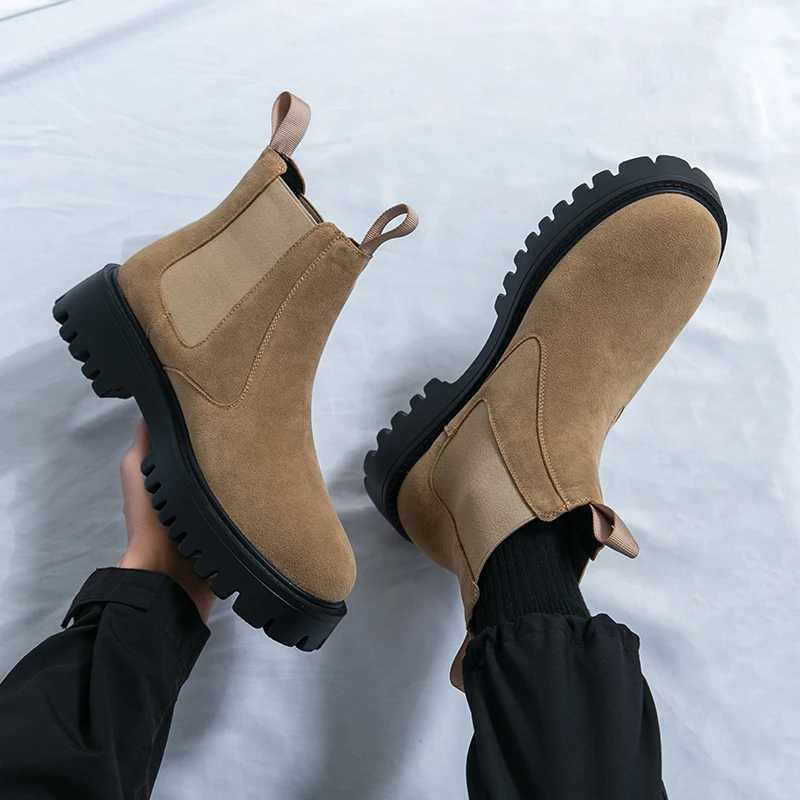 High Quality Men Chelsea Boots Retro Ankle Boots New Fashion Black Brown Comfortable Fashion British Style Thicksoled Heighteni Z251029