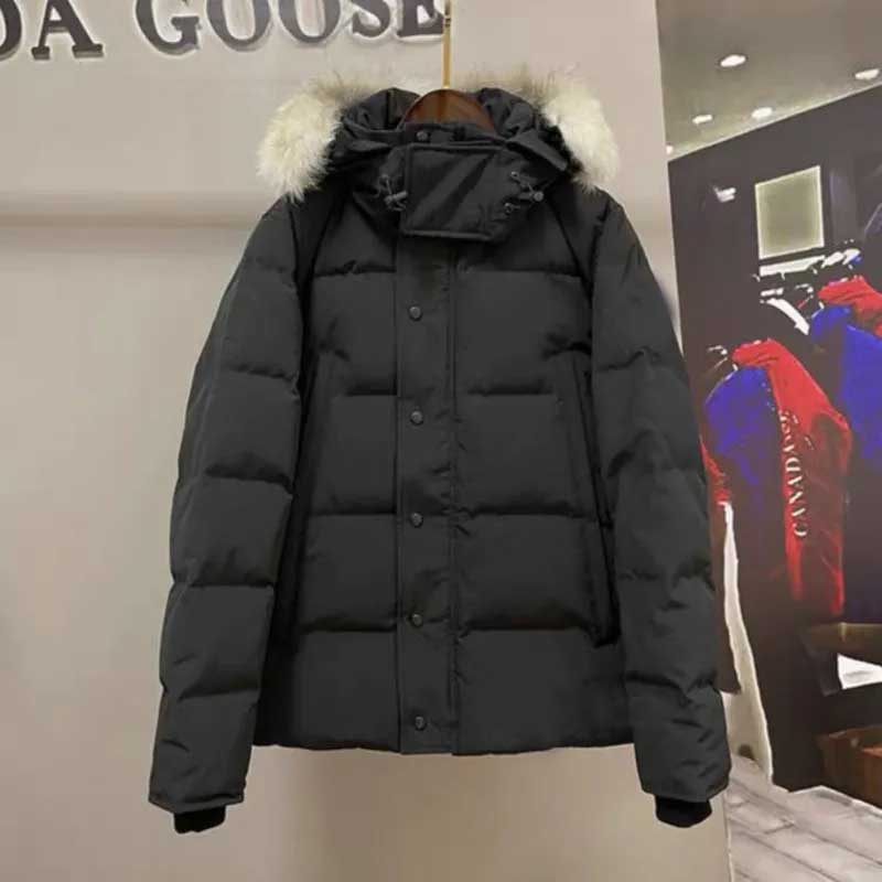 Designer doudoune mens canada down jacket luxury down Parka Homme Warm Outerwear Wolf Fourrure Manteau Jacket Coat Big Fur Hooded Fourrure mens puffer coat