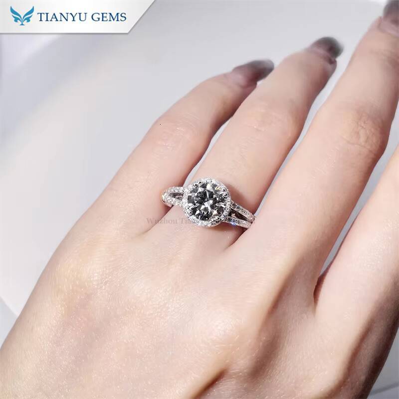 Tianyu 15CTW 75MM Round Moissanite Diamond Custom Fine Jewelry Sterling Silver 10K 14K 18K Gold Twotone Engagement Rings