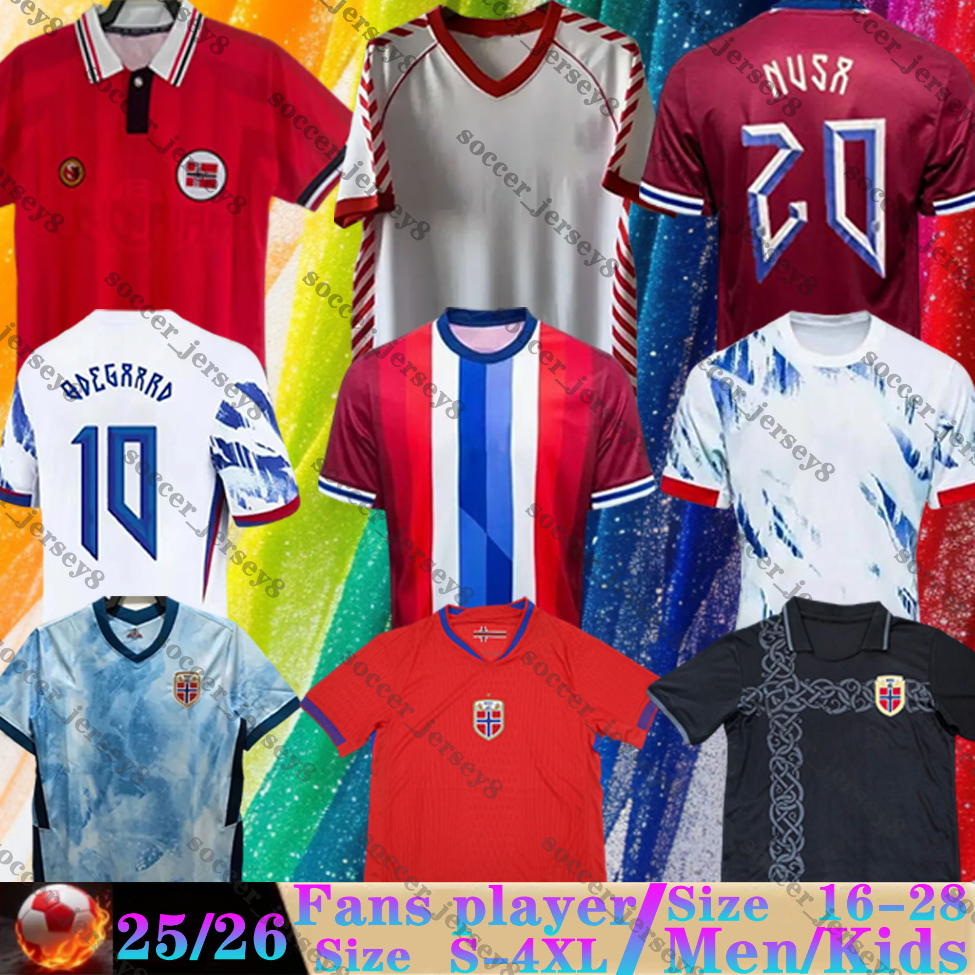 2025 2026 Norwaies Soccer Jersey Haaland Odegaard STRAND LARSEN sorloth BERG AJER NUSA Norges 25 26 national SOLSKJAER 84 98 2000 Vintage Norway Retro Football shirt