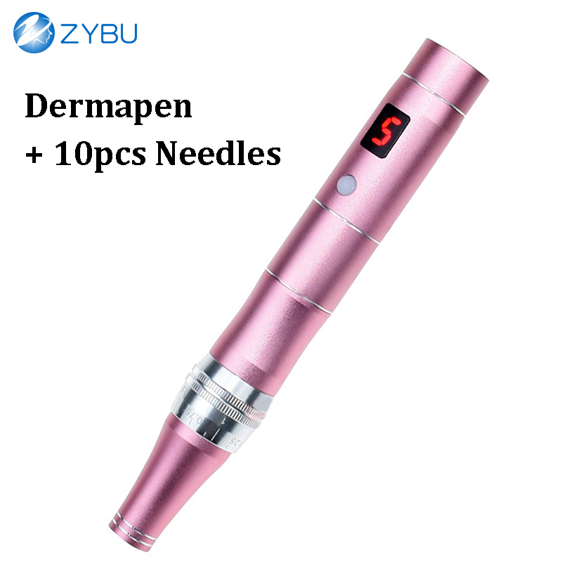 Electric Derma Pen Wireless Dermapen Beauty Skin Care Machine with Needle Cartridge 10pcs Microneedling Roller Nano MTS Face Rejuvenation Mesotherapy