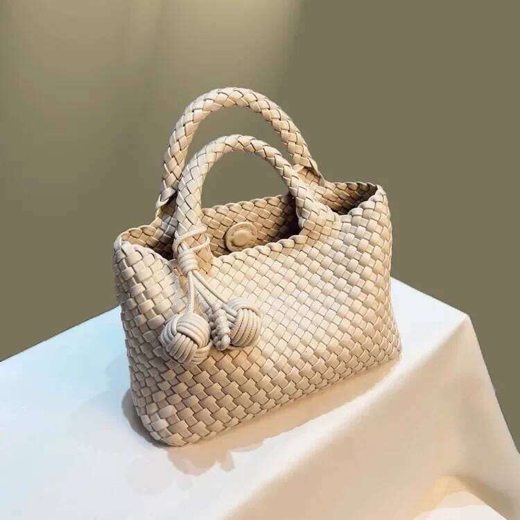 Handwoven Bucket Small Niche Handbag Women's Shoulder Crossbody Tote Bag Vegetable Basket Fashionable Soft PU Leather