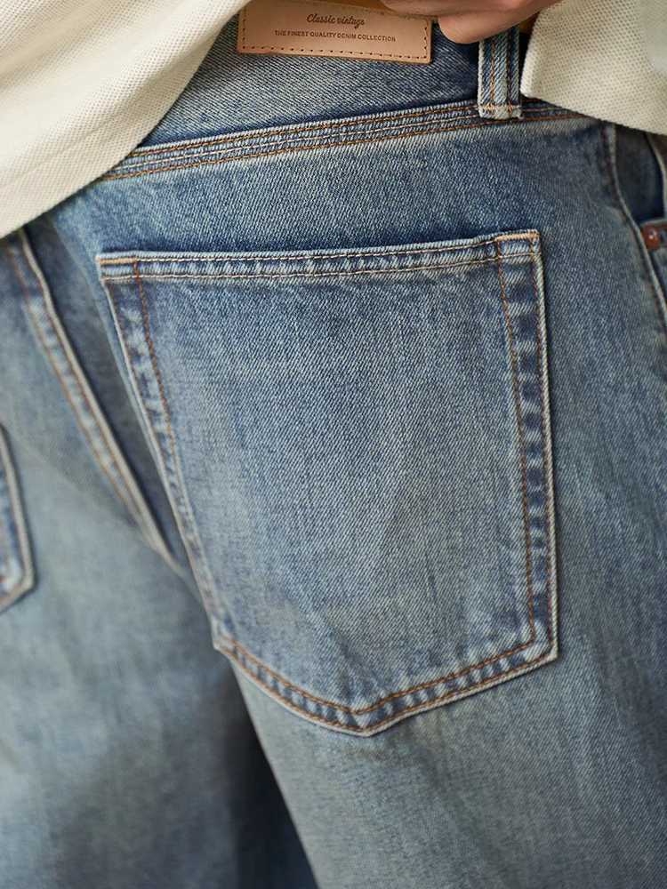SIMWOOD 2025 Autumn New Loose Relax 135oz 100 Cotton Fabric Washed Vintage Jeans Men High Quality Denim Trousers J251030
