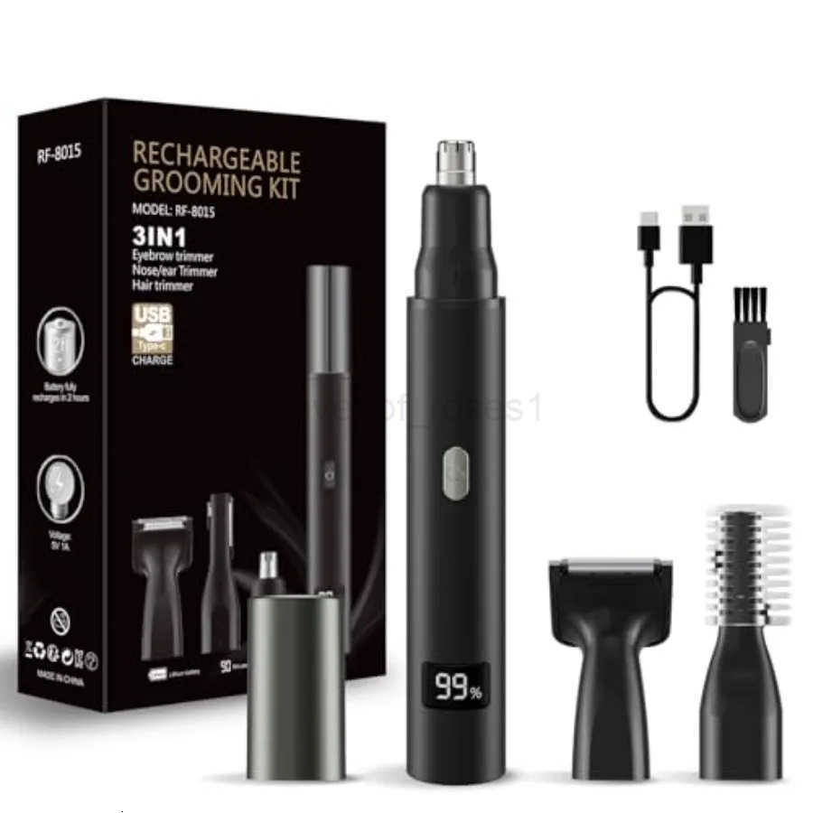 RUIM 3in1 Nose Hair Trimmer for Men and Women Painless Eyebrow Ear Face Groomer USBC Fast Charge Waterproof with LED Display Sh Z251030