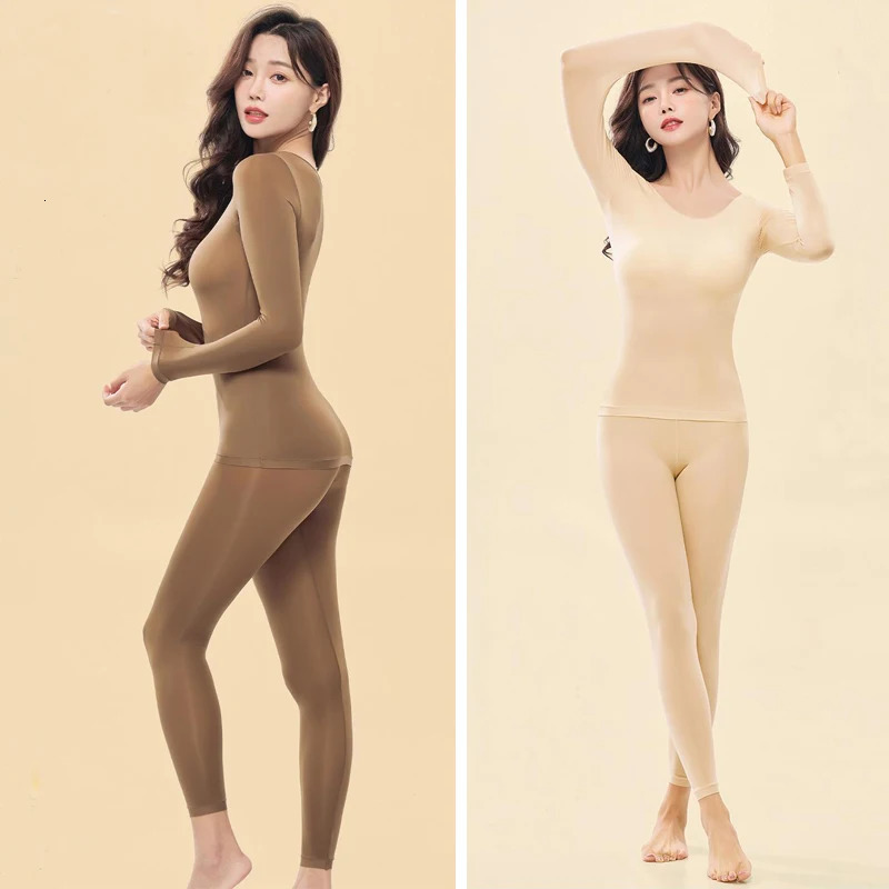 1Set Spring Autumn Women Thermal Underwear Ultra Thin Skin Care Clothing Winter Clothes Seamless Warm Lingerie Women Thermal Set 251030