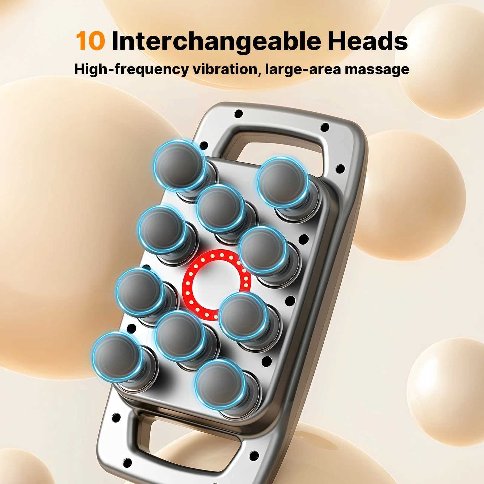 1pc Ten Head Percussion Massage Gun USB Rechargeable Deep Tissue Muscle Relaxation 9 Intensity Levels Silent J251030