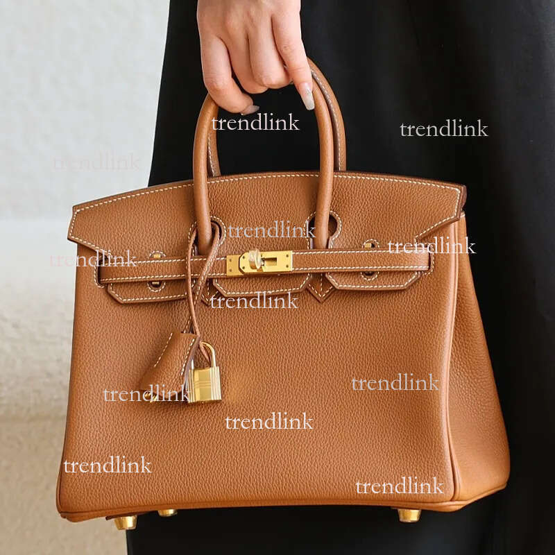 10A Handmade genuine cowhide material women's brown handbag 25cm-35cm genuine leather handmade lock inner zipper pocket fashionable shoulder bag quality