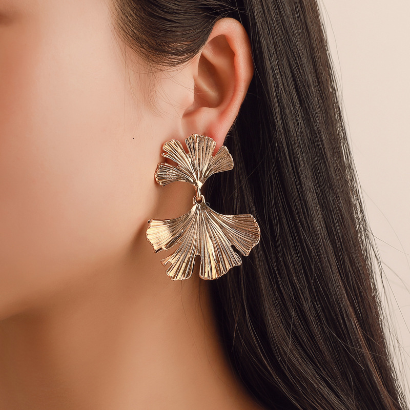 New Arrival Personality Flower Ginkgo Leaf Stud Ethnic Style Creative Versatile Drop Earrings