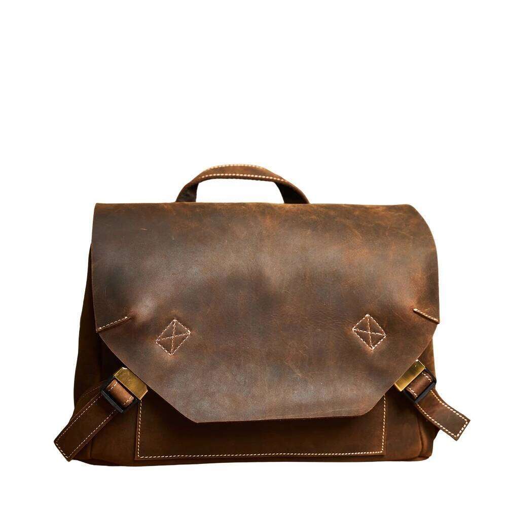 Designer bag 52 PHILI BULL Genuine Leather Men's Vintage Fashion Shoulder Crossbody Casual Commuter Messenger Bag Retro Style