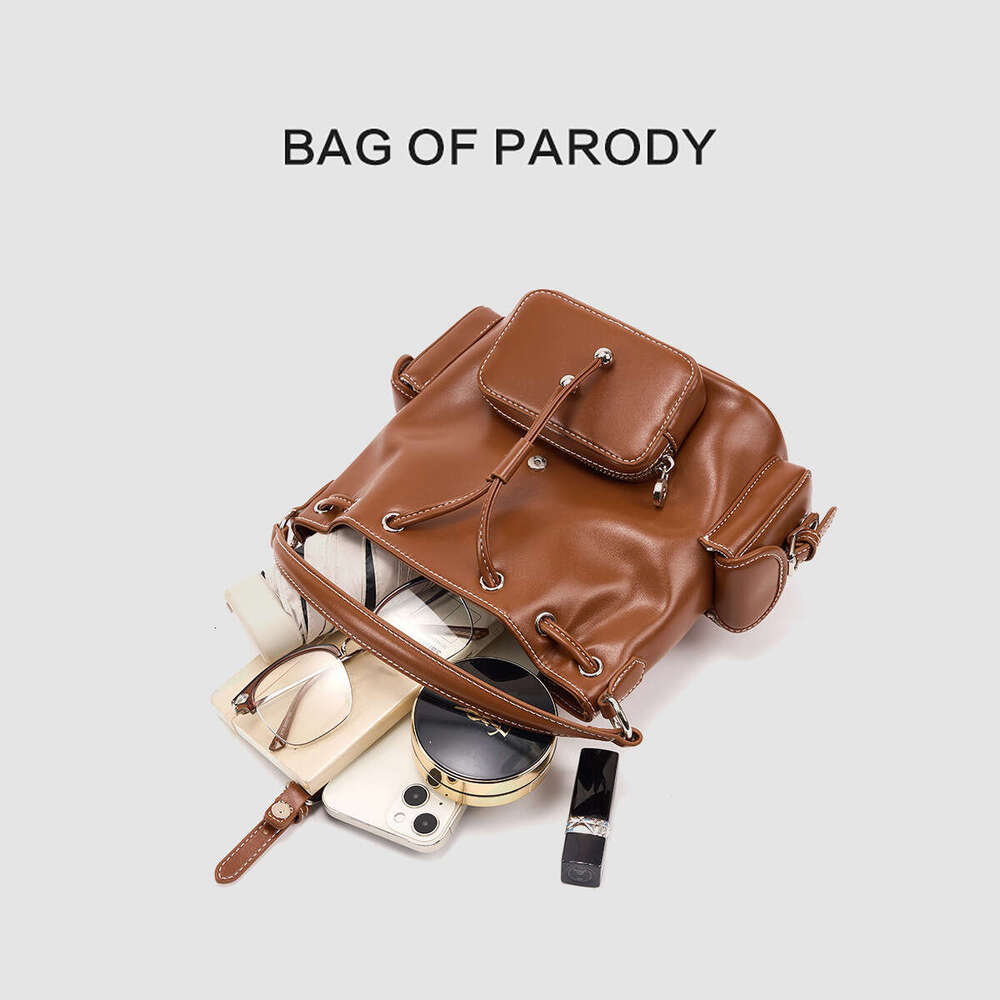 Genuine Leather Large Capacity High-end Feel Handheld Travel Backpack School Bag High Appearance