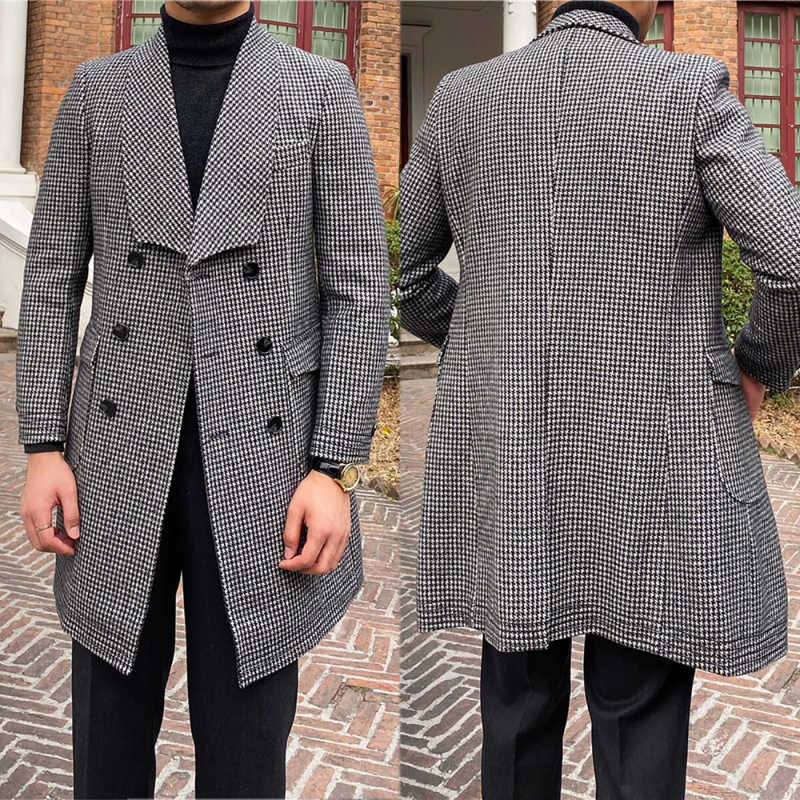 Elegant Men Overcoat 1 Piece Double Breasted Shawl Lapel Long Jacket Casual Business Outdoor Warm Customized trajes para hombre
