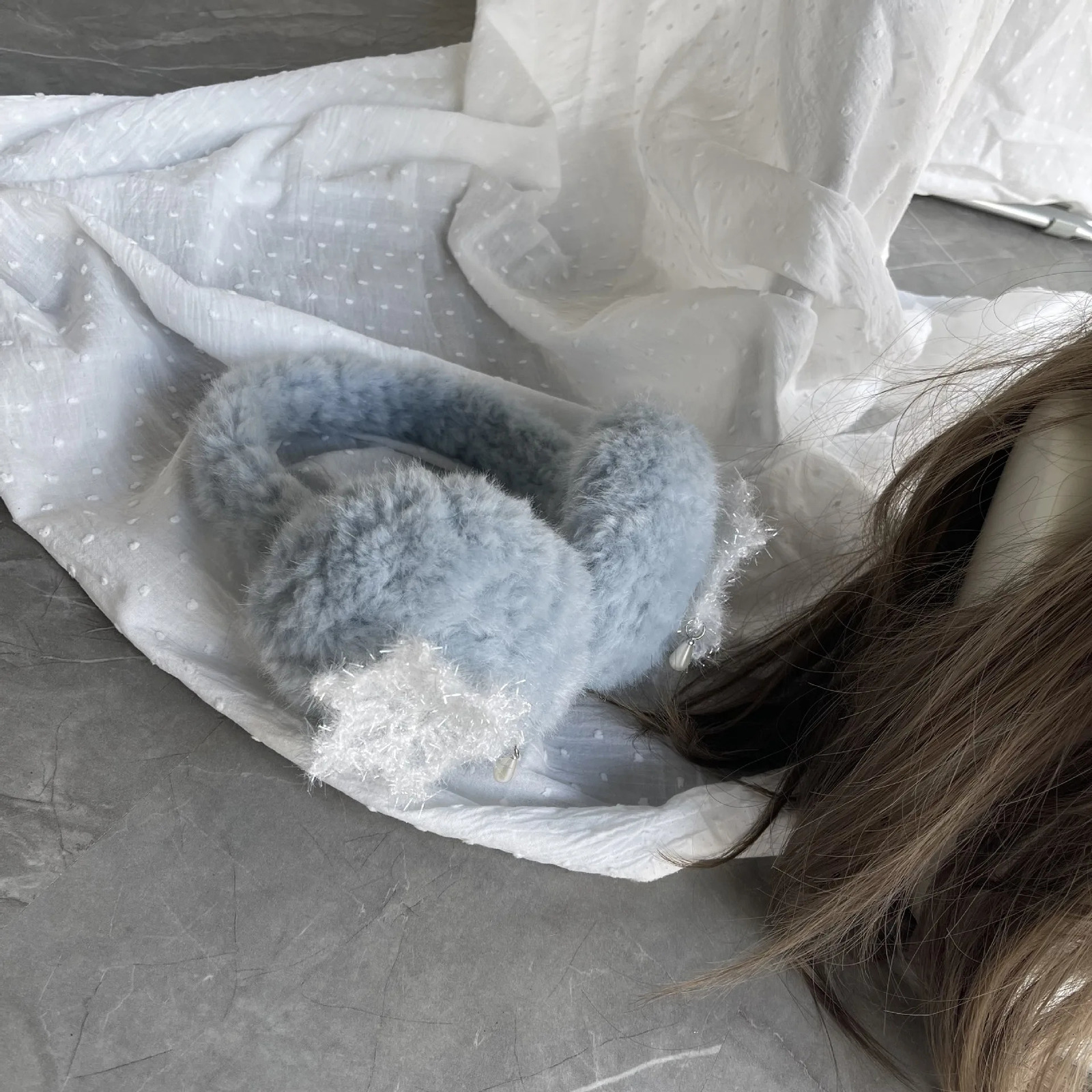 winter lamb fur solid color fluffy ear muffs simple and versatile outdoor riding warm ear covers for women 251024