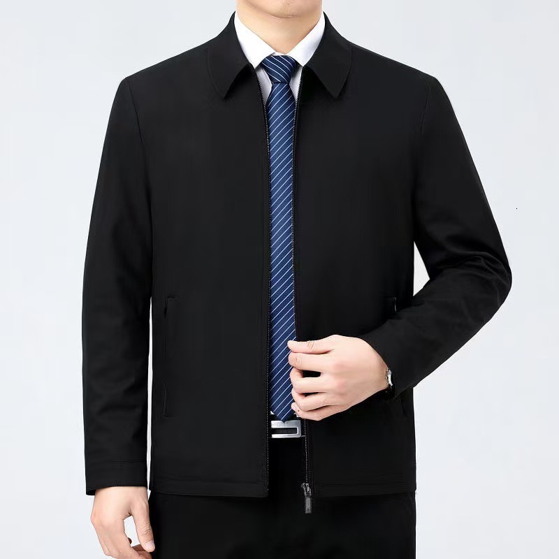 High-end Business Spring And Autumn Men's Casual Jacket For Middle-aged And Young Men Stand Designer Coat Collar Long Sleeve New Dad's Top