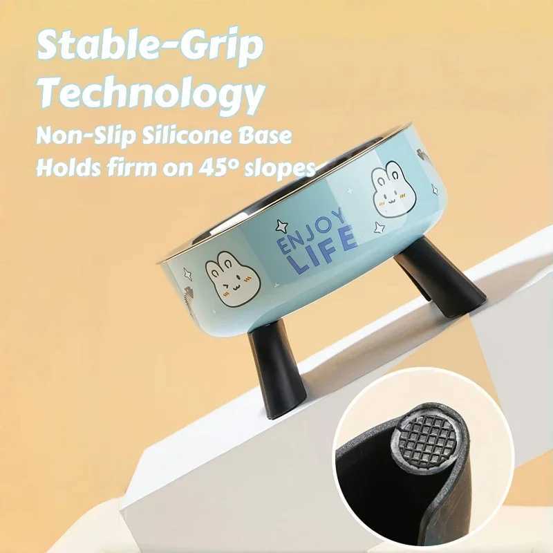 Stainless Steel Pet Bowl AntiTip Elevated Design with NonSlip Silicone Base ChewProof Edge for Small CatsDogs Feeding J251113