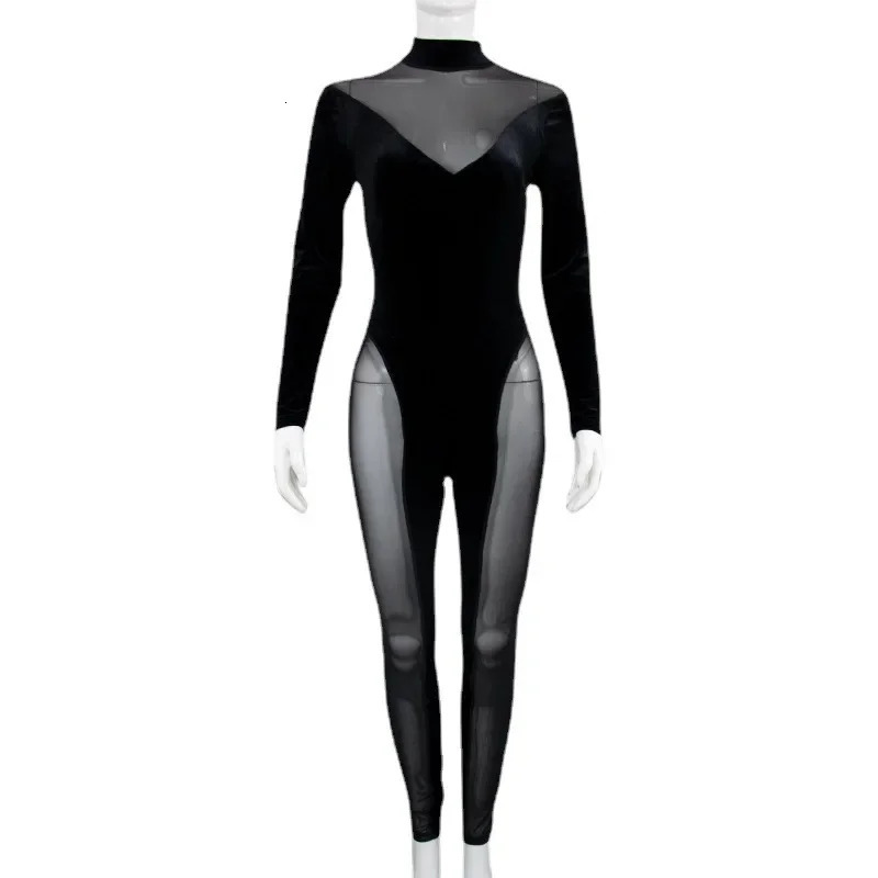 Autumn and Winter Womens Jumpsuits Gauze Splicing Korean Velvet Plus Size 9XL 8XL 7XL 6XL 5XL 251027