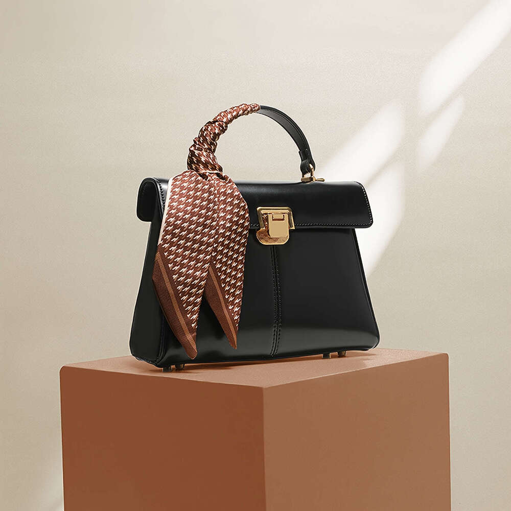 Women Black, Red, White, Brown Solid Color Satchel Purse With Shoulder Strap And Metal 2025