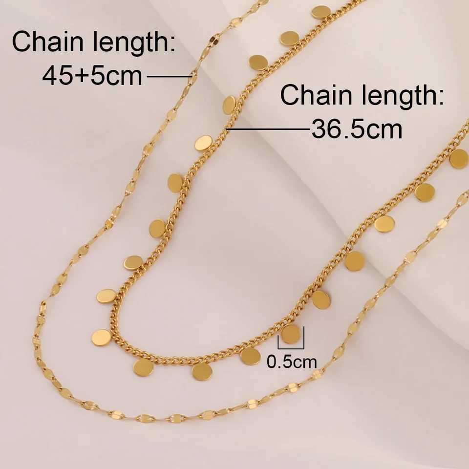 316L Stainless Steel Double Layered Round Coin Pendant Necklace For Women Fashion Simple Lip Chain Necklaces Female Jewelry GiftXJ251030
