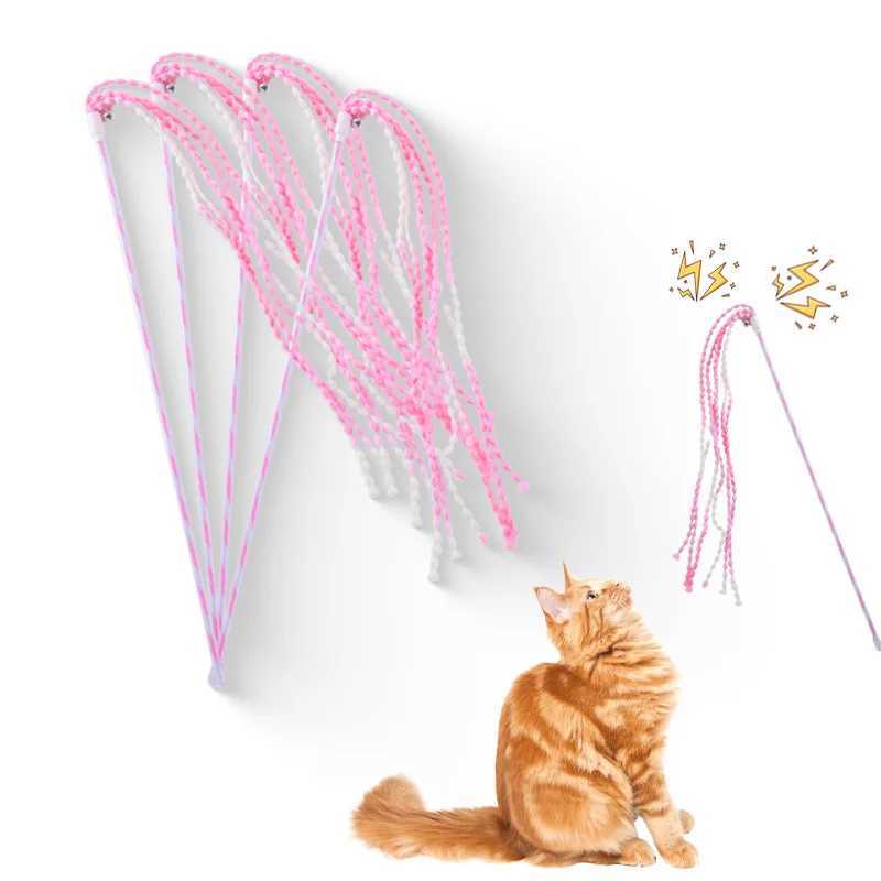 Cat Teaser Stick Toy Training Durable Teeth Cleaning Squeaky Kitten Toy Interactive Selfpleasure Cat Toy Supplies S251029{category}