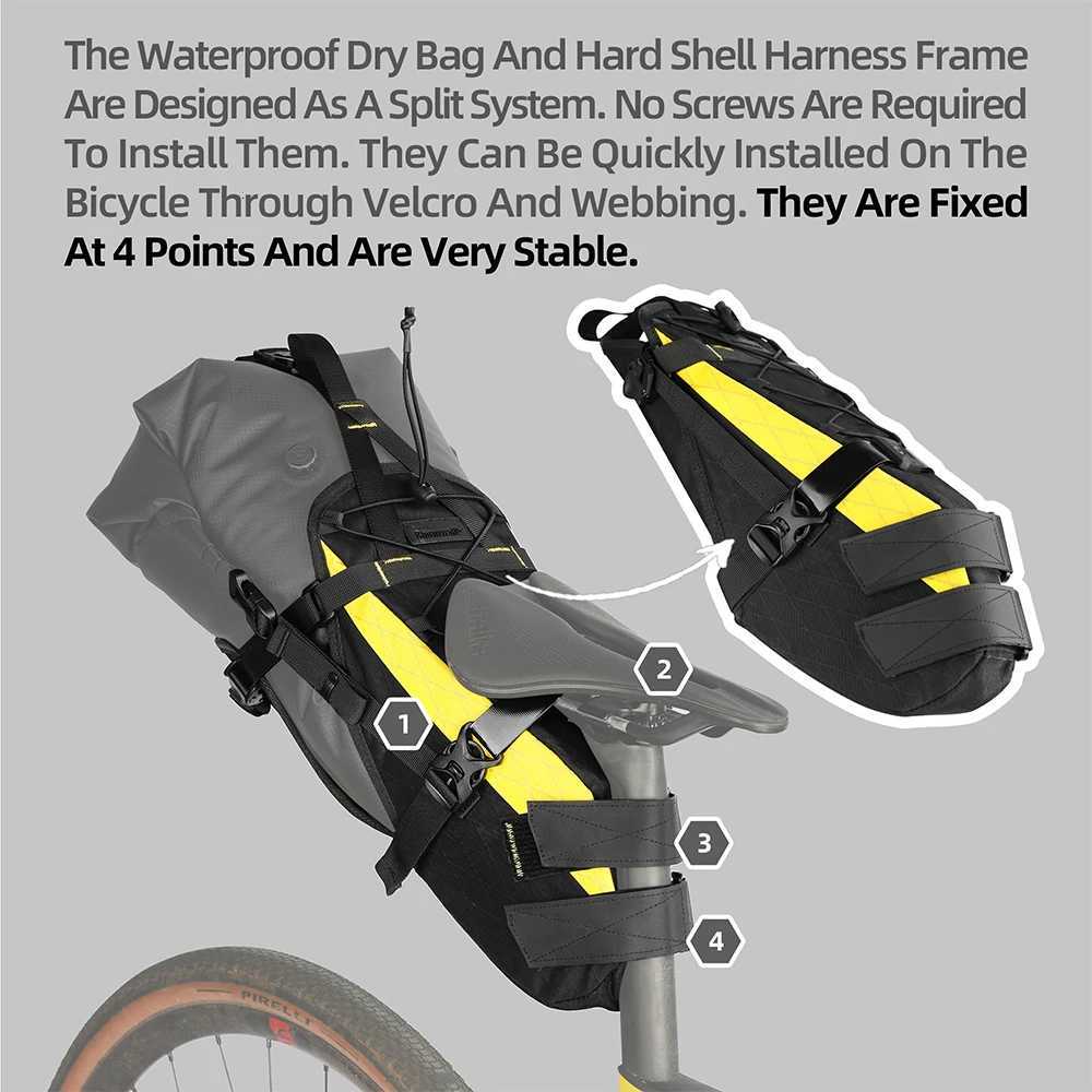 Rhinowalk Bike Saddle Bag Waterproof 14L Big Capacity Stable Not Shaking Removable Dry Bag For Mtb Road Gravel Bike Bikepacking H251029