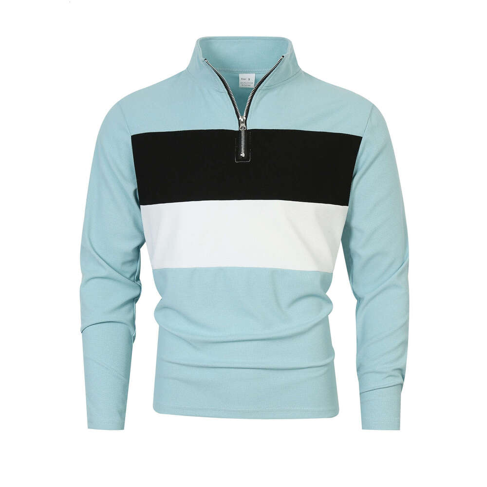 European Size New Spring Autumn Fashion Men's Zipper Turn-down Collar Long Sleeve Trendy Design Sense Elegant Pullover