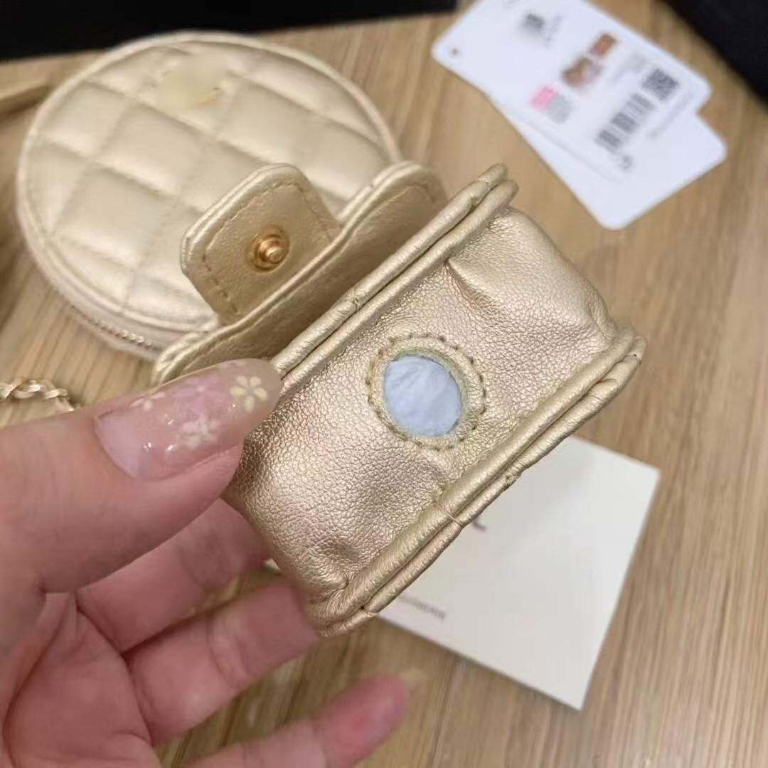 Designer Bags Christmas gift 2-in-1 Round Coin & Earphone Pouch with Chain, PU Leather Gift Set