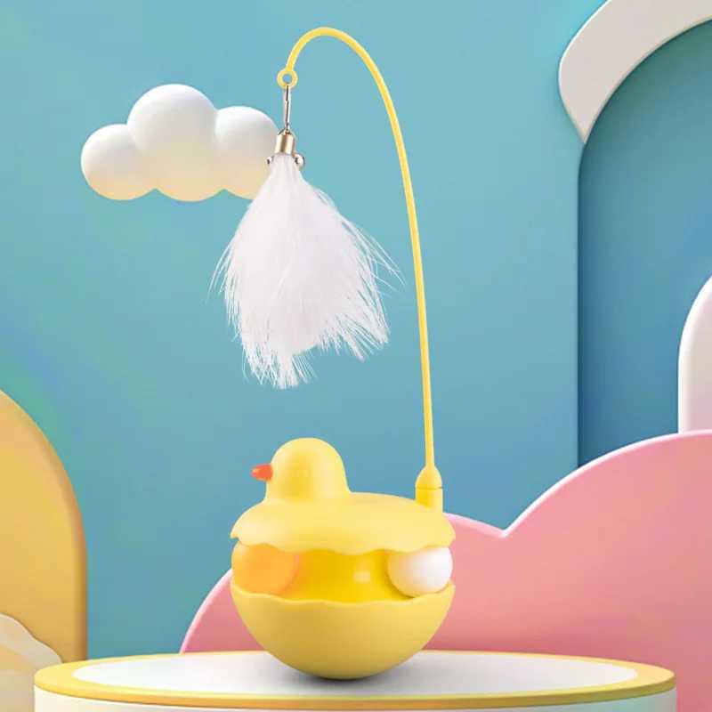 Tumbler Cat Teaser Toy with Removable Feathers Bells Self Amusing Kitten Play Wand Easy to Clean and Reassemble S251029{category}