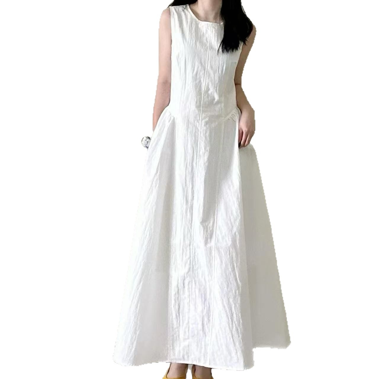 HL225 New Sleeveless White Vest Dress for Women