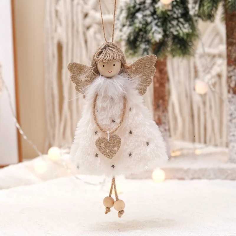 Plush Angel Girl Doll Pendant Christmas Decorations Handmade Crafts Xmas Tree Hanging Ornaments Home New Year 2026 Gift Toy C251030