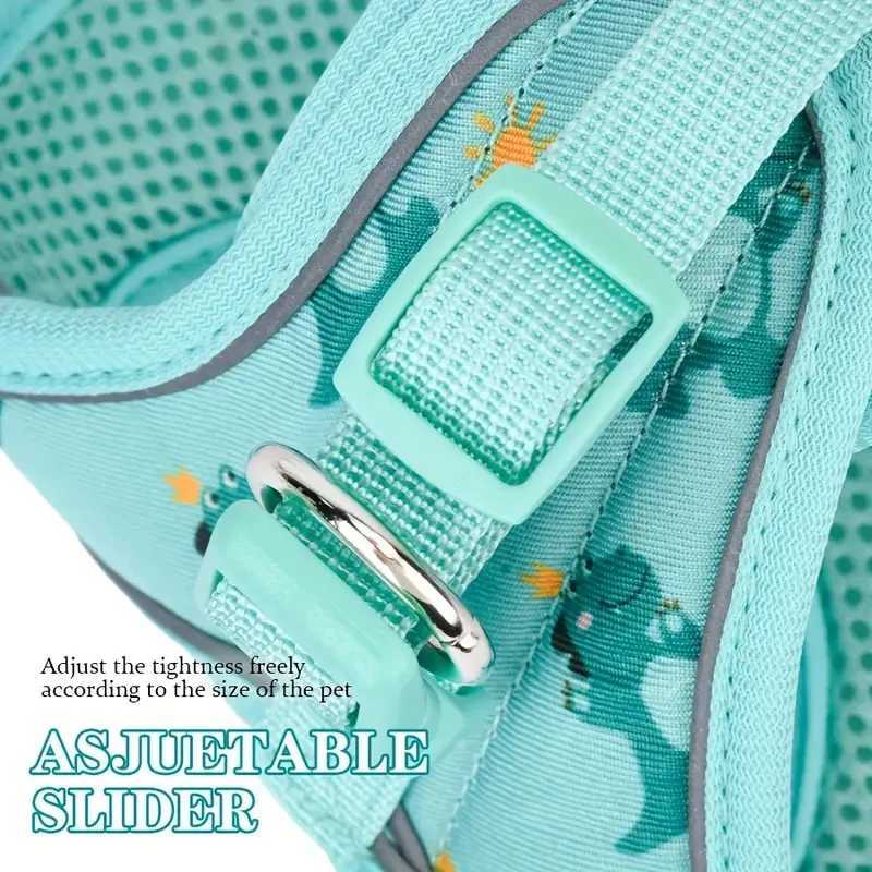 HLP554Adjustable NoPull Dog Harness with Padded Mesh Reflective Trim Cartoon Pattern StepIn Design for Small Dogs J251129
