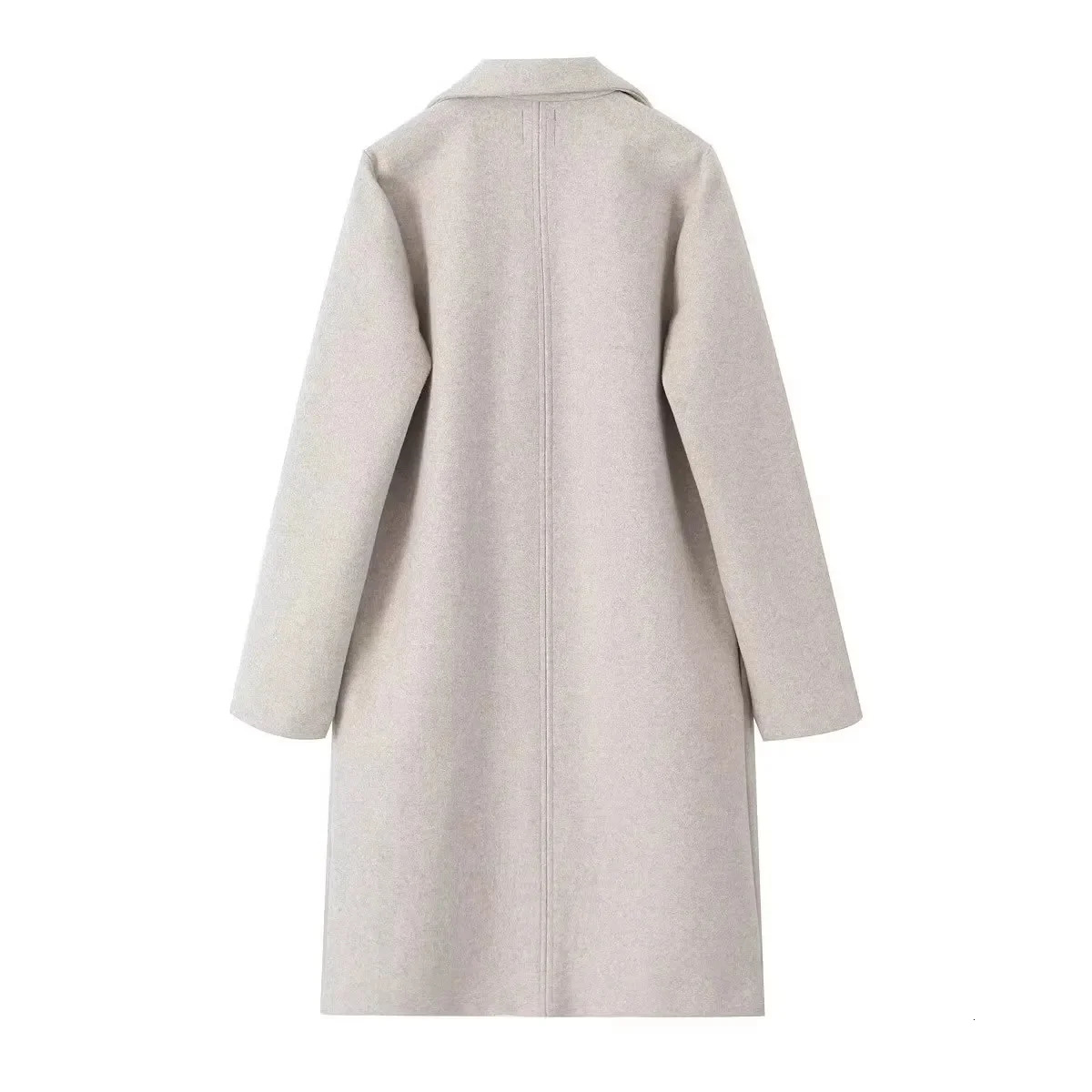 Women Woolen coat Fashion Solid Open Stitch Long Trench Coats Vintage VNeck Full Sleeves Female Chic Lady Outfits 251028