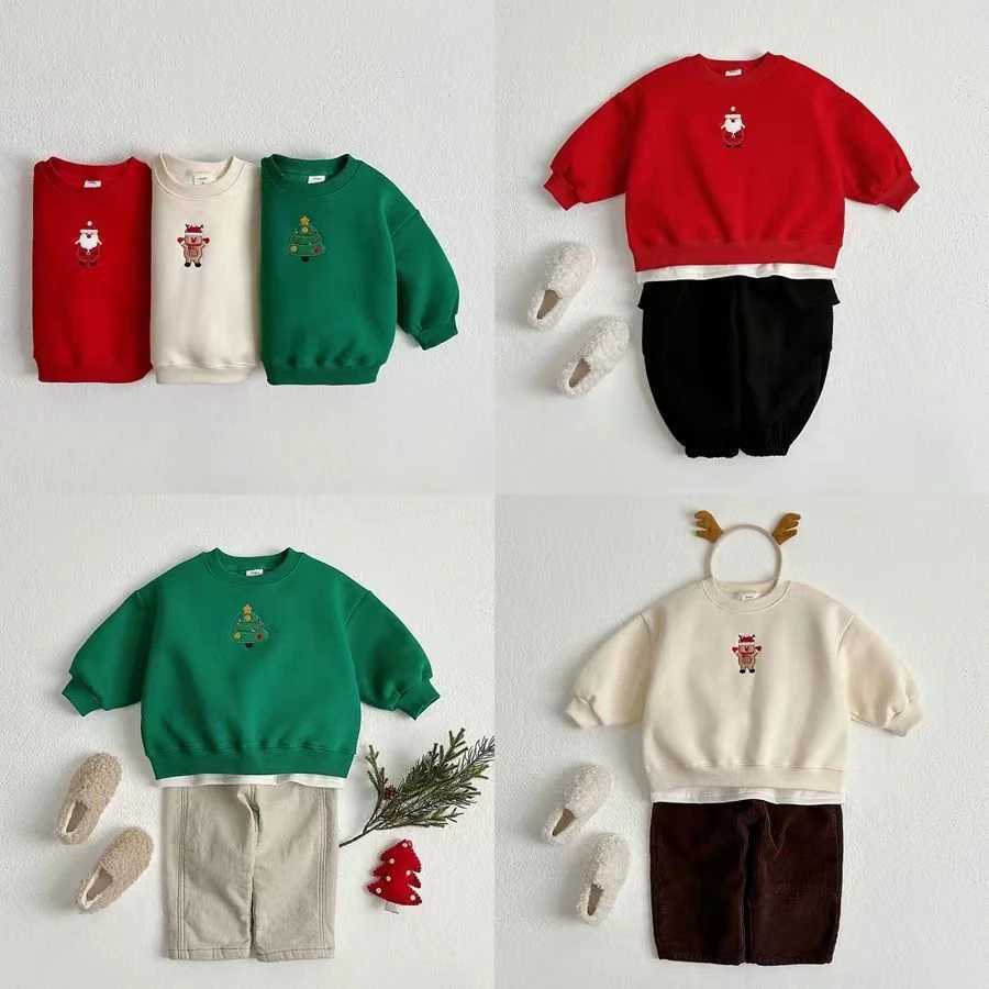 T24118 Autumn 2025 New Childrens Tshirt Christmas Theme Baby Long Sleeve Top Childrens Hoodie Christmas DressT251030