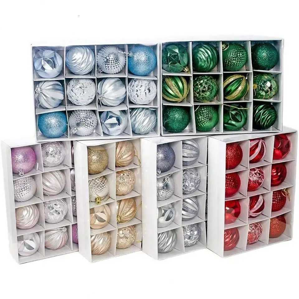 Christmas Ball Decoration Set Shatterproof Plastic Ornaments 60mm Tree Decorations Festive Accessories for Friends Family C251030